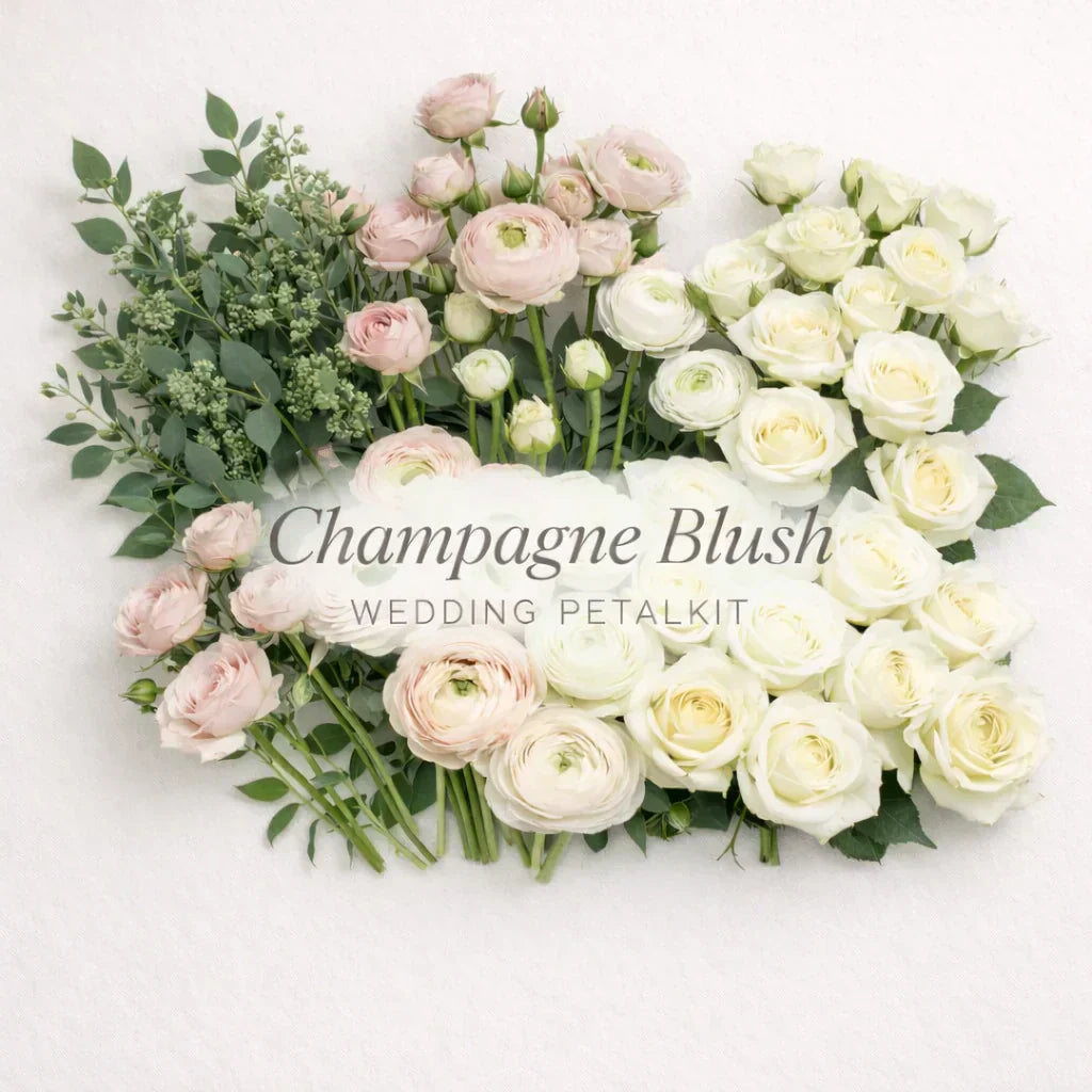 DIY wedding flower planning with garden roses, ranunculus and greenery
